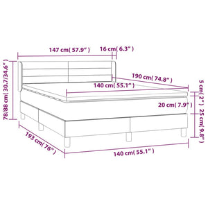 Κρεβάτι Boxspring με Στρώμα Μαύρο 140x190 εκ. Βελούδινο
