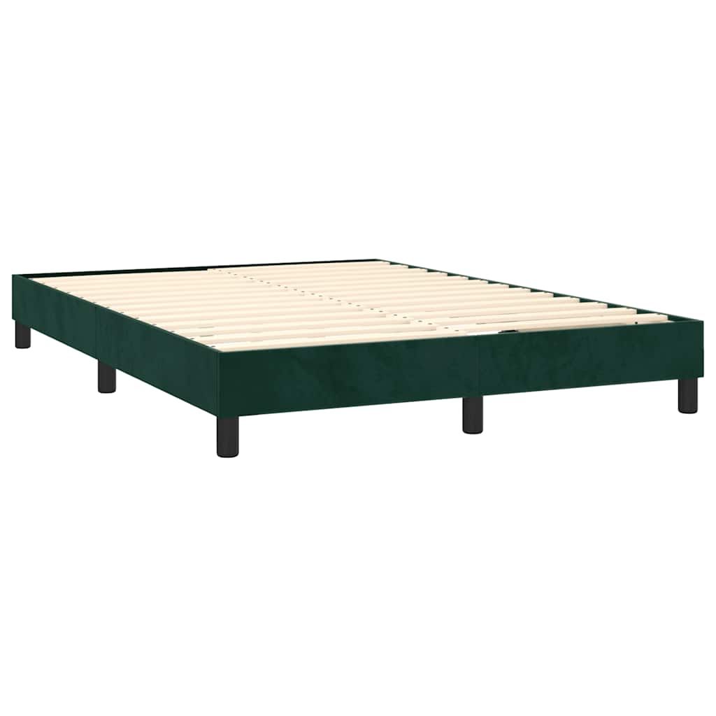 Κρεβάτι Boxspring με Στρώμα Σκούρο Πράσινο 140x190εκ. Βελούδινο