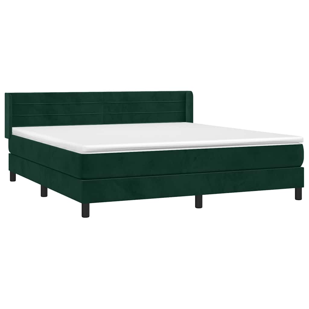 Κρεβάτι Boxspring με Στρώμα Σκούρο Πράσινο 160x200εκ. Βελούδινο