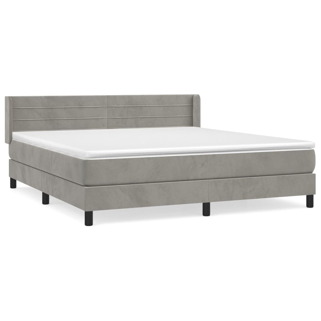 Κρεβάτι Boxspring με Στρώμα Ανοιχτό Γκρι 180x200 εκ. Βελούδινο