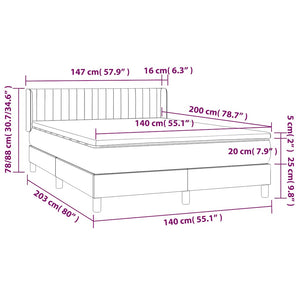 Κρεβάτι Boxspring με Στρώμα Σκούρο Πράσινο 140x200εκ. Βελούδινο