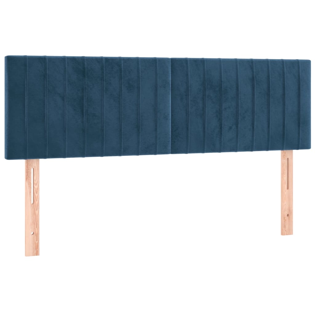 Κρεβάτι Boxspring με Στρώμα Σκούρο Μπλε 140x200 εκ. Βελούδινο - Pakobazaar