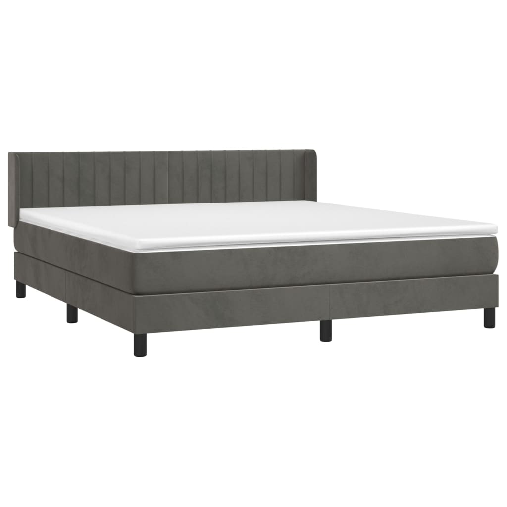 Κρεβάτι Boxspring με Στρώμα Σκούρο Γκρι 160x200 εκ. Βελούδινο
