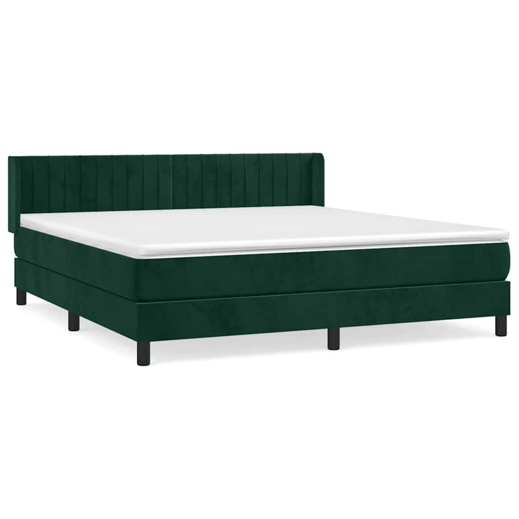 Κρεβάτι Boxspring με Στρώμα Σκούρο Πράσινο 180x200εκ. Βελούδινο