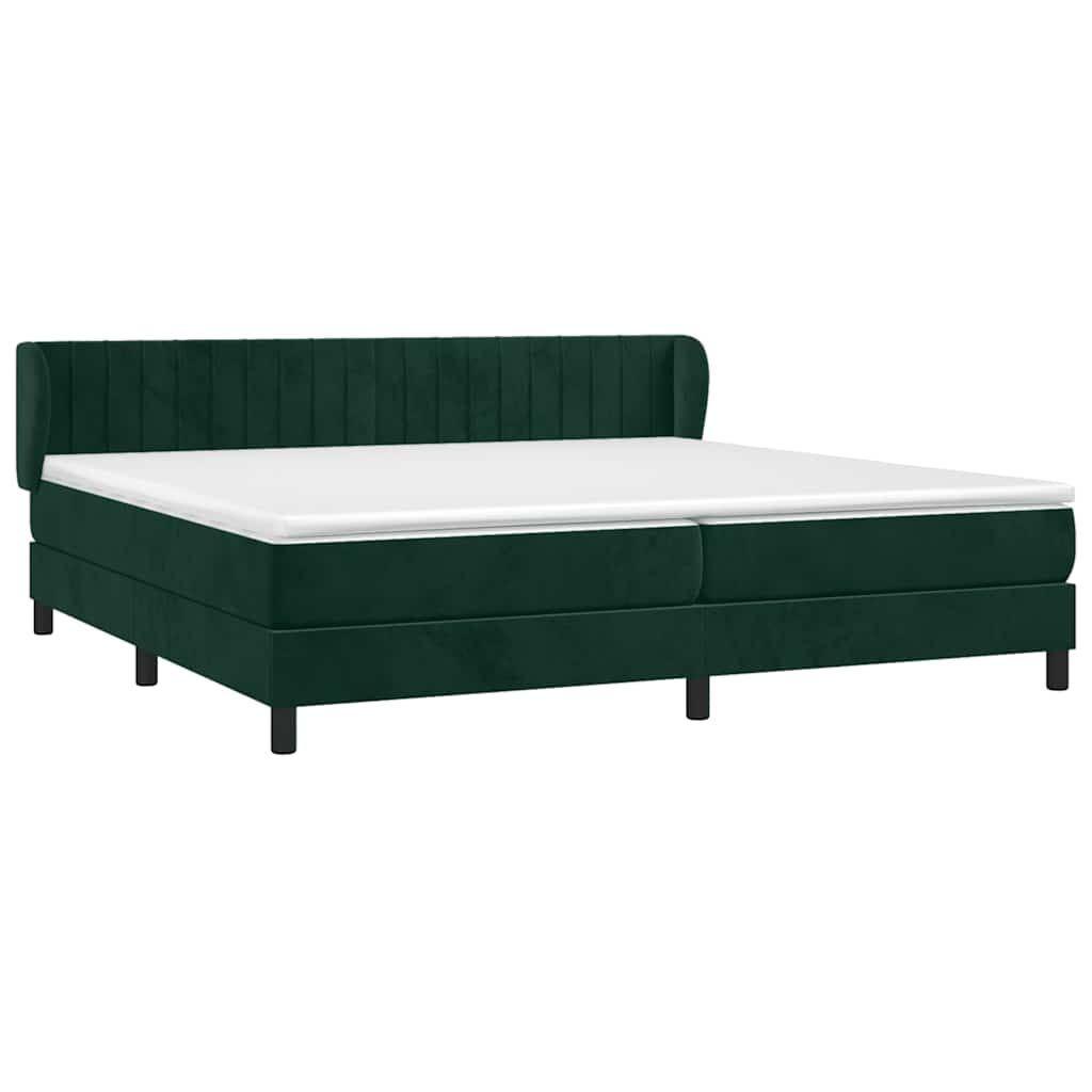 Κρεβάτι Boxspring με Στρώμα Σκούρο Πράσινο 200x200εκ. Βελούδινο