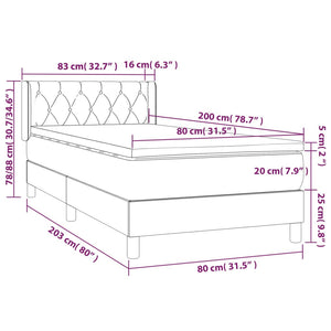 Κρεβάτι Boxspring με Στρώμα Ροζ 80 x 200 εκ. Βελούδινο