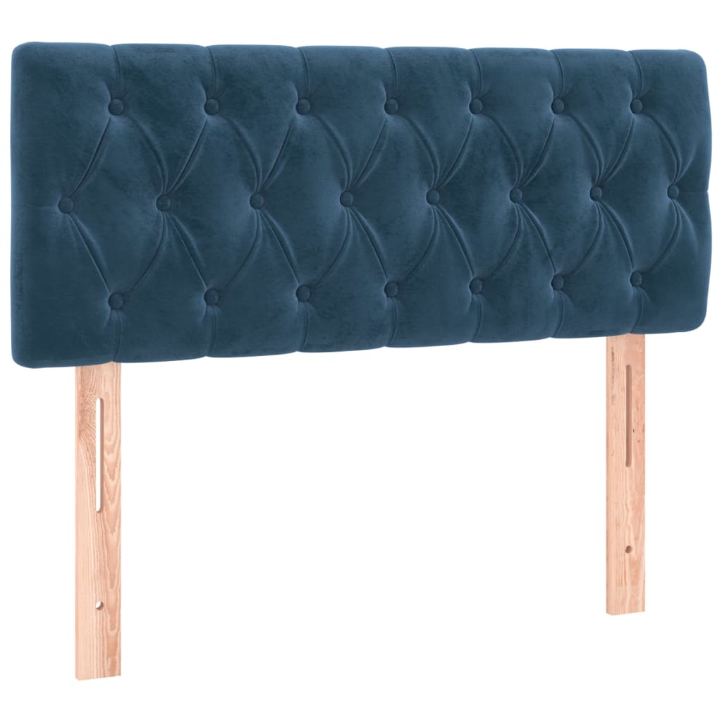 Κρεβάτι Boxspring με Στρώμα Σκούρο Μπλε 90x200 εκ. Βελούδινο