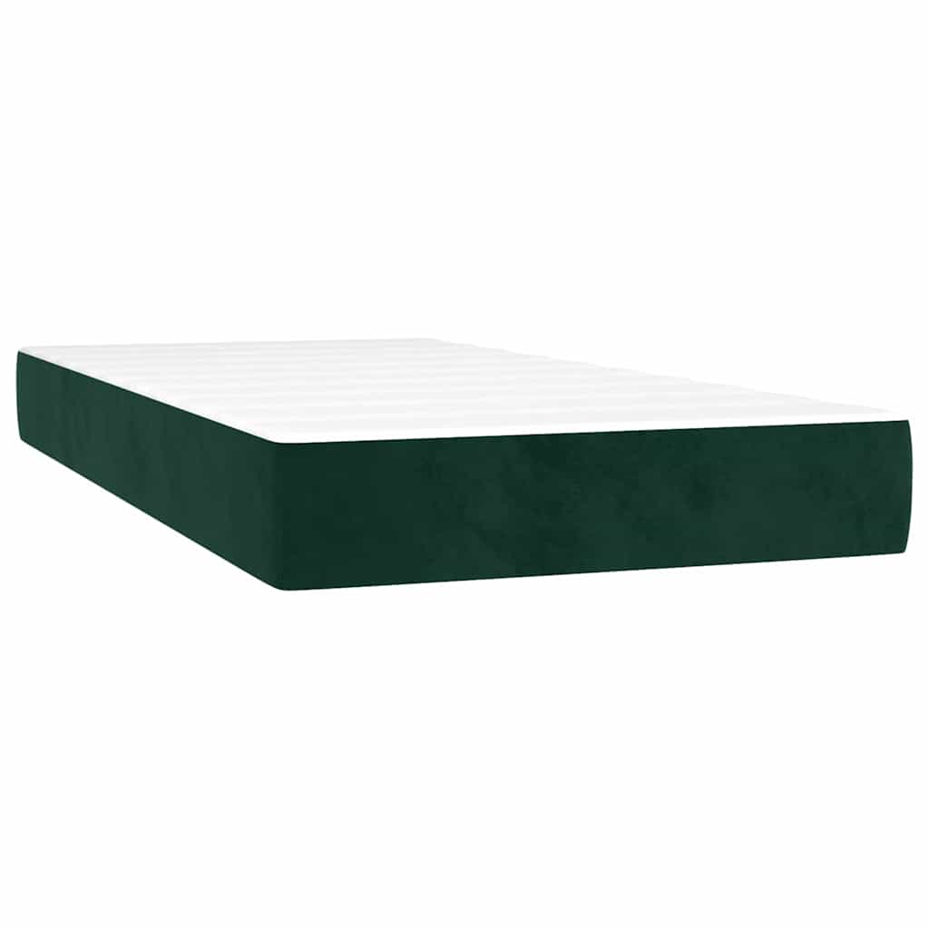 Κρεβάτι Boxspring με Στρώμα Σκούρο Πράσινο 100x200εκ. Βελούδινο - Pakobazaar