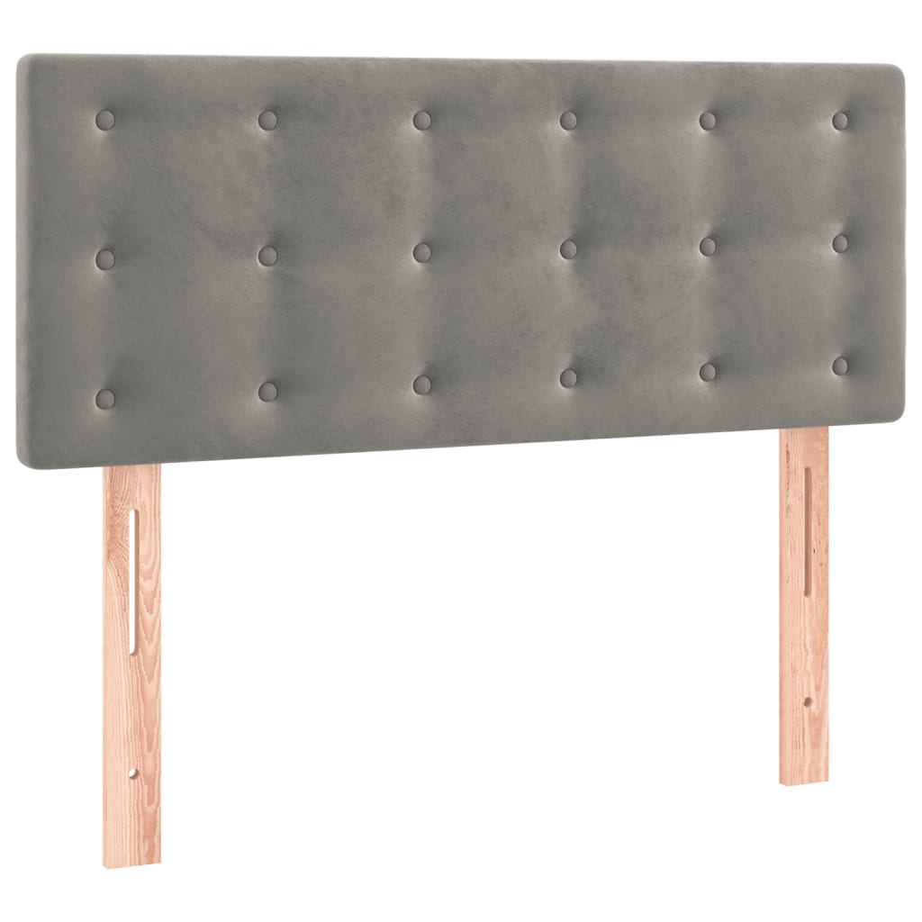 Κρεβάτι Boxspring με Στρώμα Ανοιχτό Γκρι 90x190 εκ. Βελούδινο