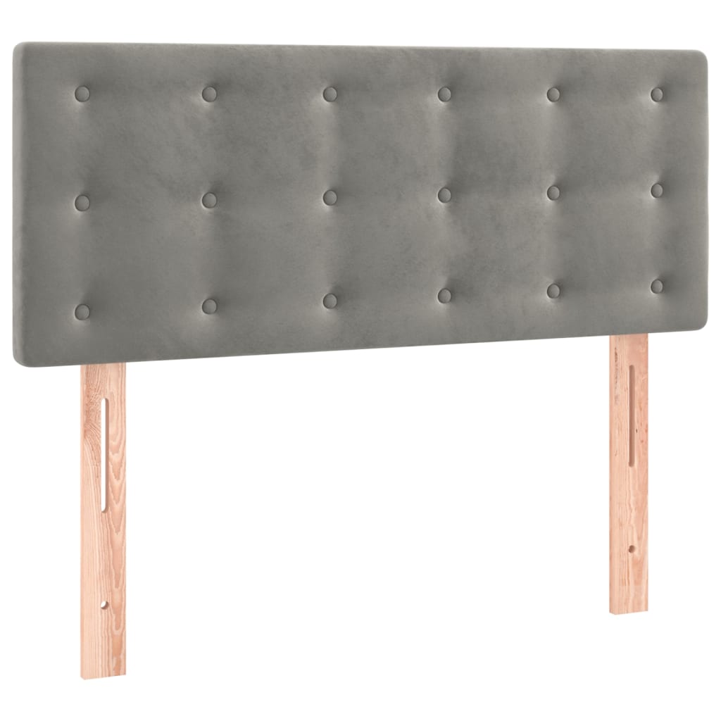 Κρεβάτι Boxspring με Στρώμα Ανοιχτό Γκρι 90x200 εκ. Βελούδινο - Pakobazaar