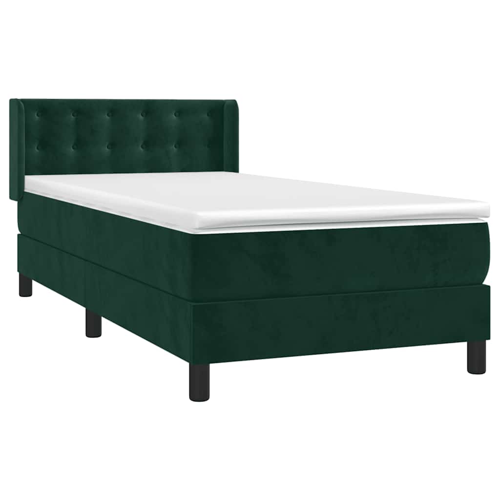 Κρεβάτι Boxspring με Στρώμα Σκούρο Πράσινο 100x200εκ. Βελούδινο