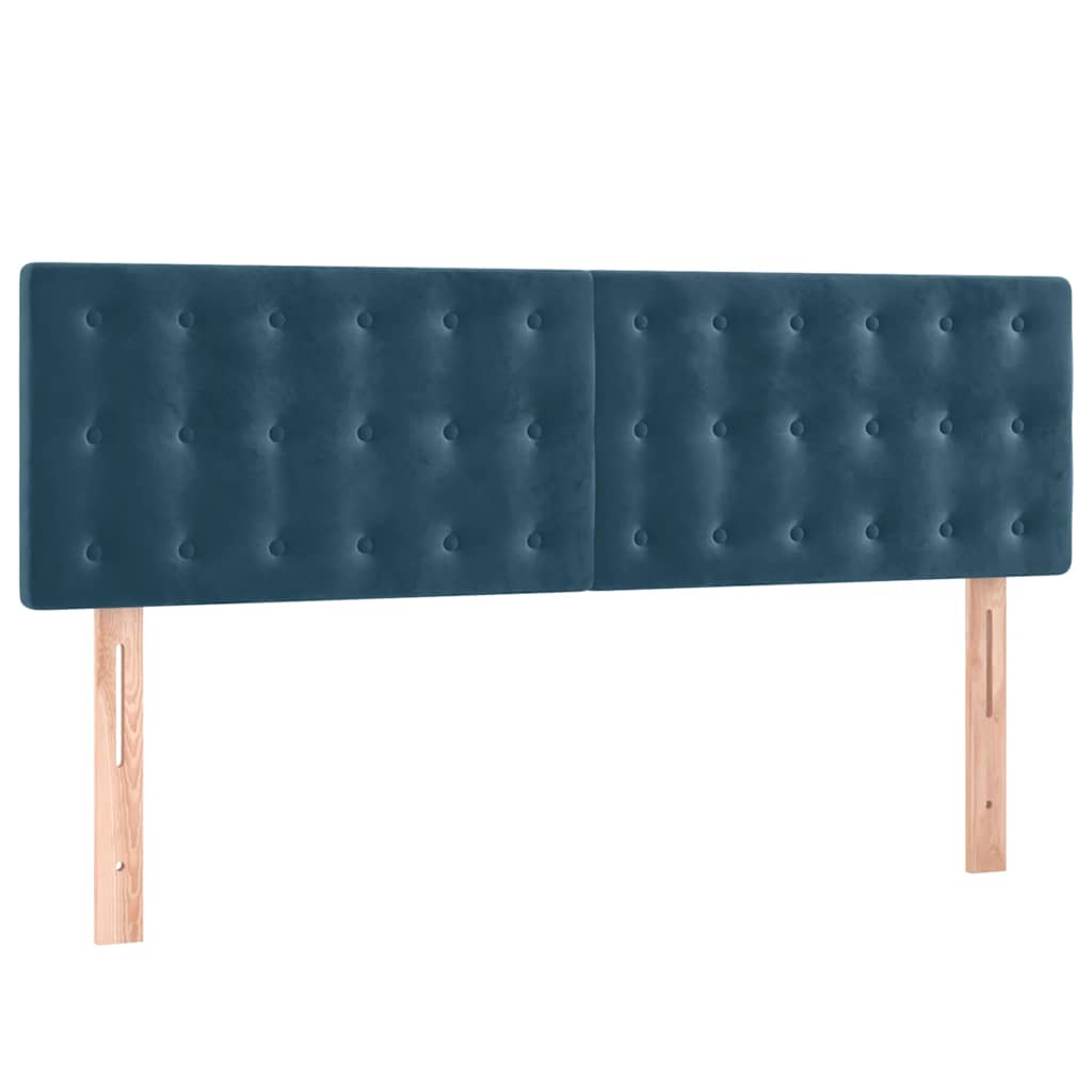 Κρεβάτι Boxspring με Στρώμα Σκούρο Μπλε 140x190 εκ. Βελούδινο