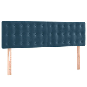 Κρεβάτι Boxspring με Στρώμα Σκούρο Μπλε 140x190 εκ. Βελούδινο