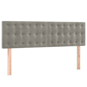 Κρεβάτι Boxspring με Στρώμα Ανοιχτό Γκρι 140x200 εκ. Βελούδινο - Pakobazaar
