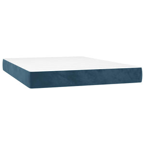Κρεβάτι Boxspring με Στρώμα Σκούρο Μπλε 140x200 εκ. Βελούδινο - Pakobazaar