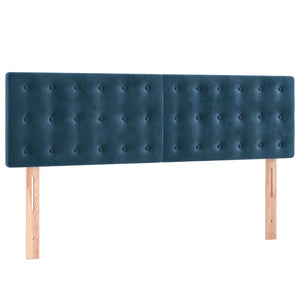 Κρεβάτι Boxspring με Στρώμα Σκούρο Μπλε 140x200 εκ. Βελούδινο - Pakobazaar