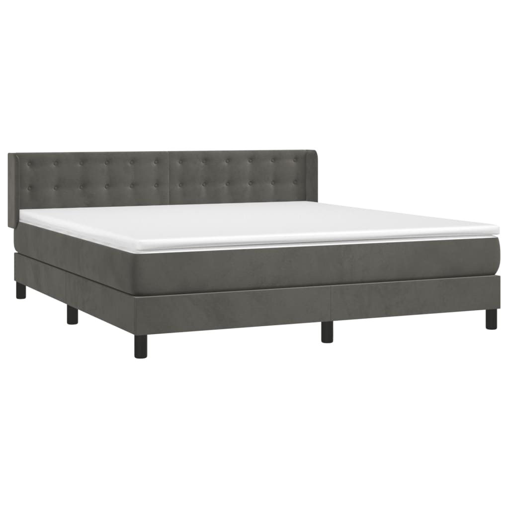 Κρεβάτι Boxspring με Στρώμα Σκούρο Γκρι 160x200 εκ. Βελούδινο