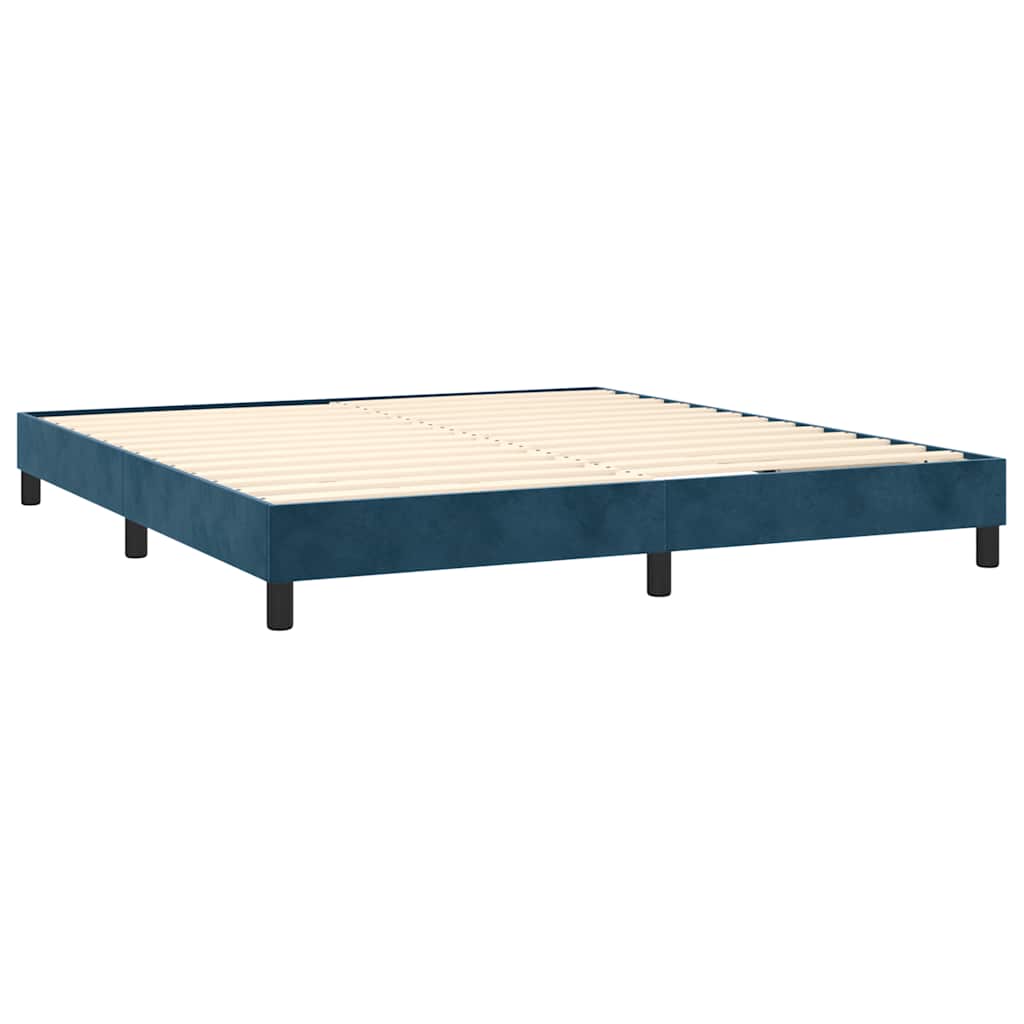 Κρεβάτι Boxspring με Στρώμα Σκούρο Μπλε 160x200 εκ. Βελούδινο