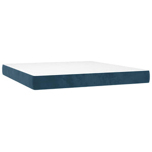 Κρεβάτι Boxspring με Στρώμα Σκούρο Μπλε 160x200 εκ. Βελούδινο