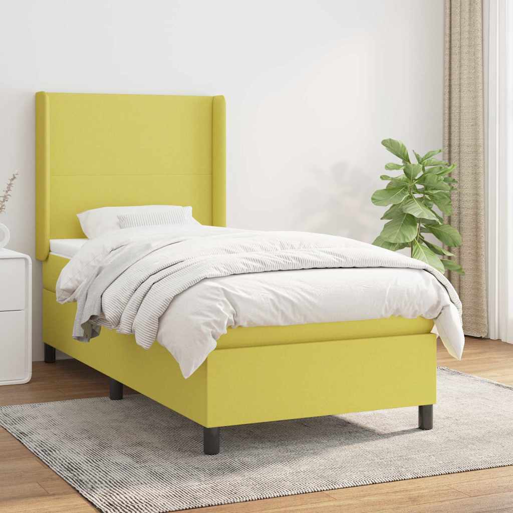 Κρεβάτι Boxspring με Στρώμα Πράσινο 80 x 200 εκ. Υφασμάτινο - Pakobazaar
