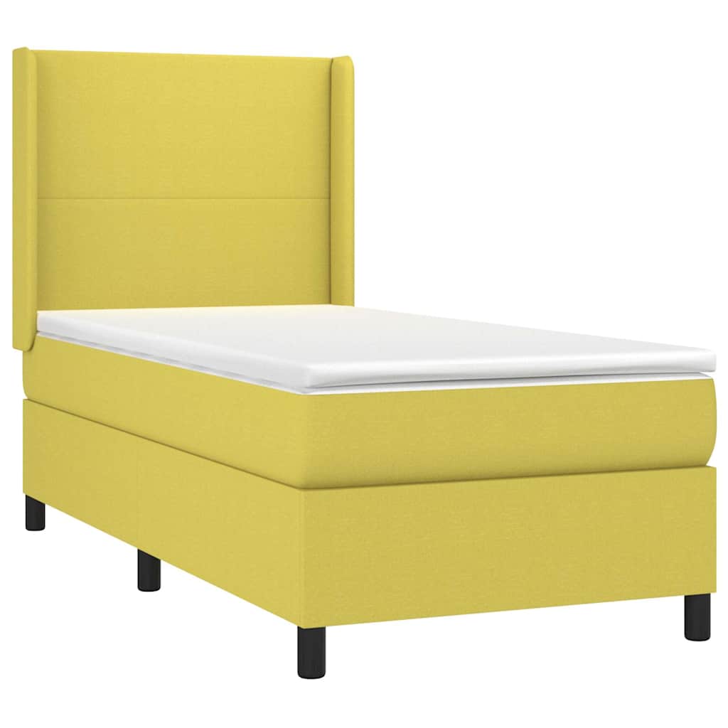 Κρεβάτι Boxspring με Στρώμα Πράσινο 90x190 εκ.Υφασμάτινο