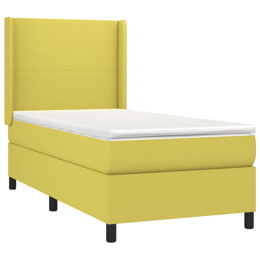 Κρεβάτι Boxspring με Στρώμα Πράσινο 100 x 200 εκ. Υφασμάτινο