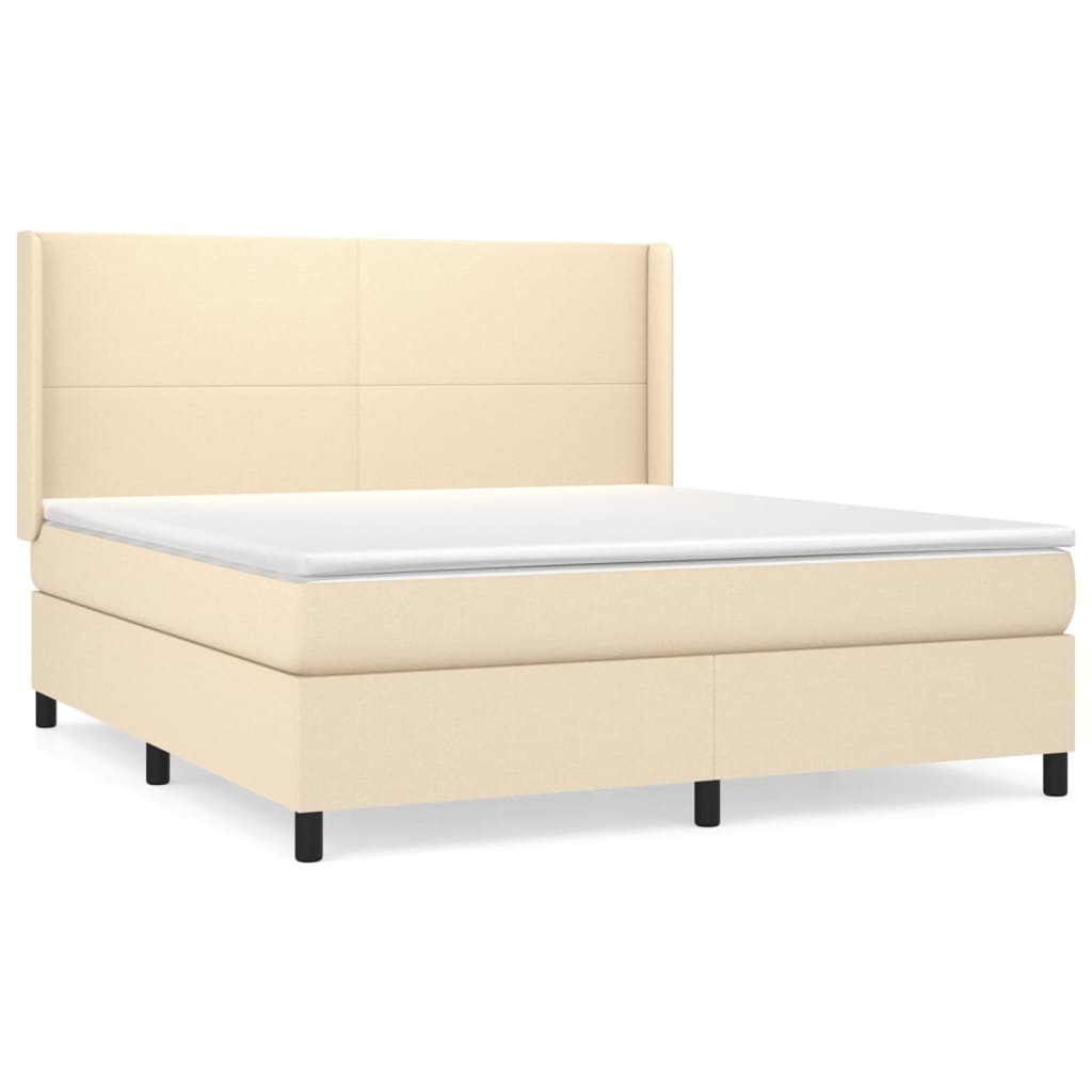 Κρεβάτι Boxspring με Στρώμα Κρεμ 180x200 εκ. Υφασμάτινο
