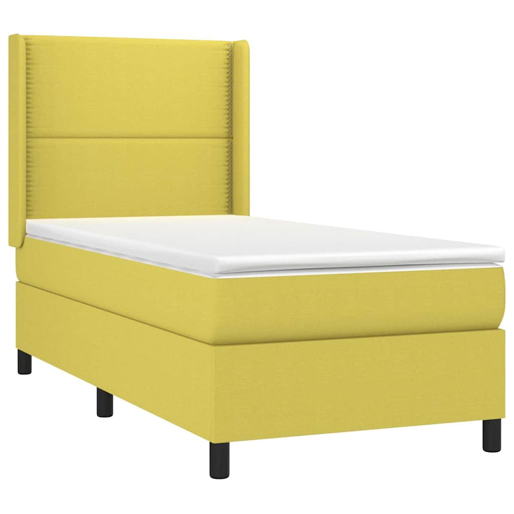 Κρεβάτι Boxspring με Στρώμα Πράσινο 90x190 εκ.Υφασμάτινο