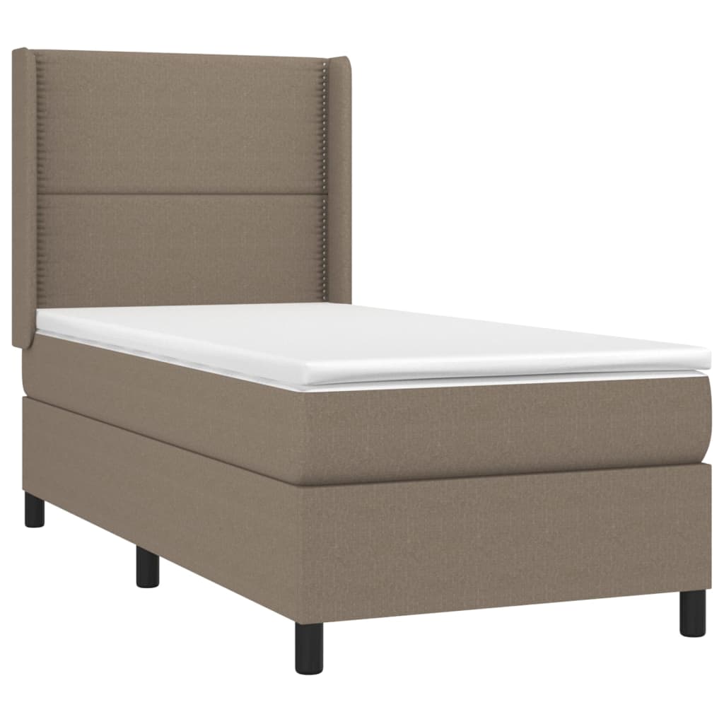 Κρεβάτι Boxspring με Στρώμα Taupe 90x200 εκ. Υφασμάτινο