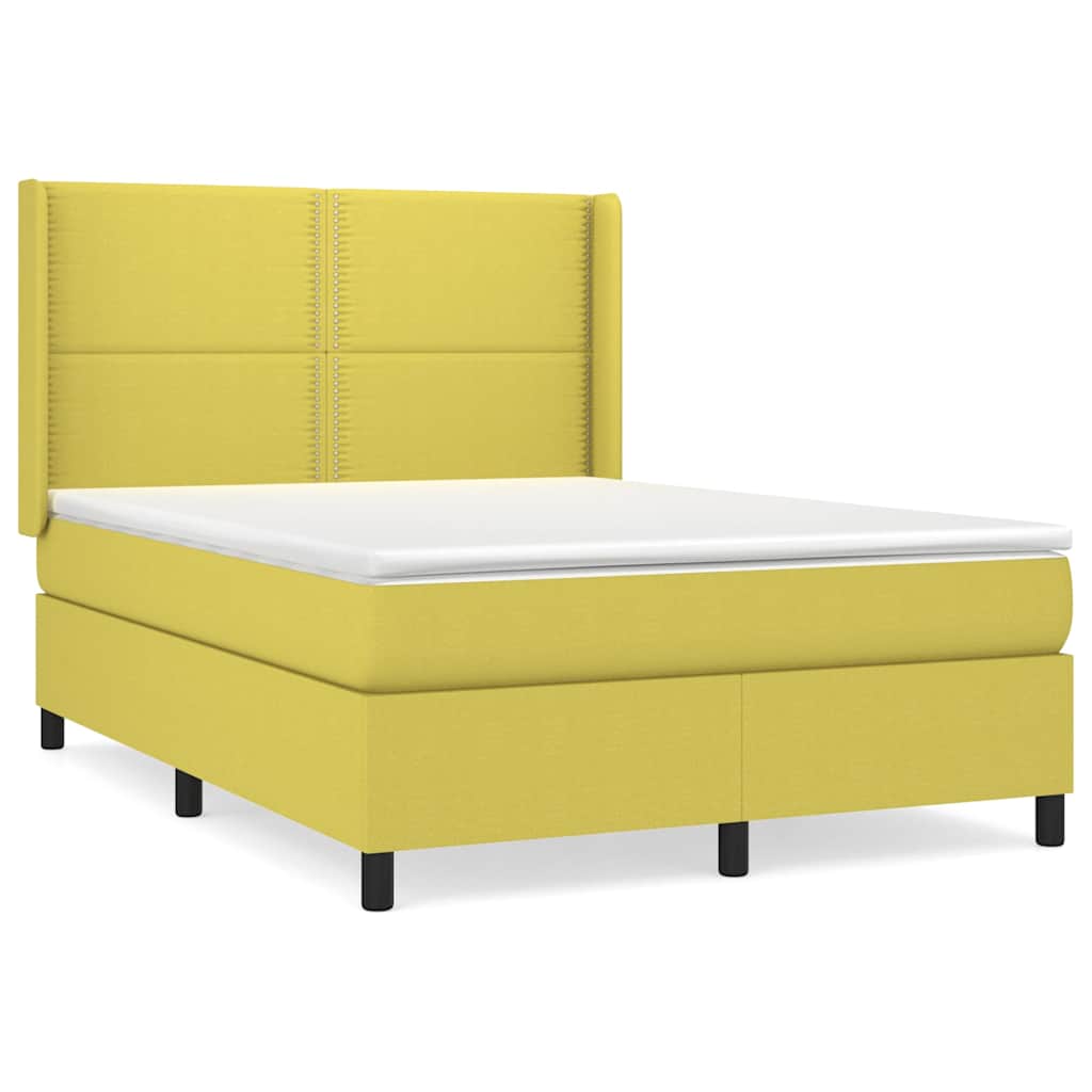 Κρεβάτι Boxspring με Στρώμα Πράσινο 140x200 εκ.Υφασμάτινο - Pakobazaar