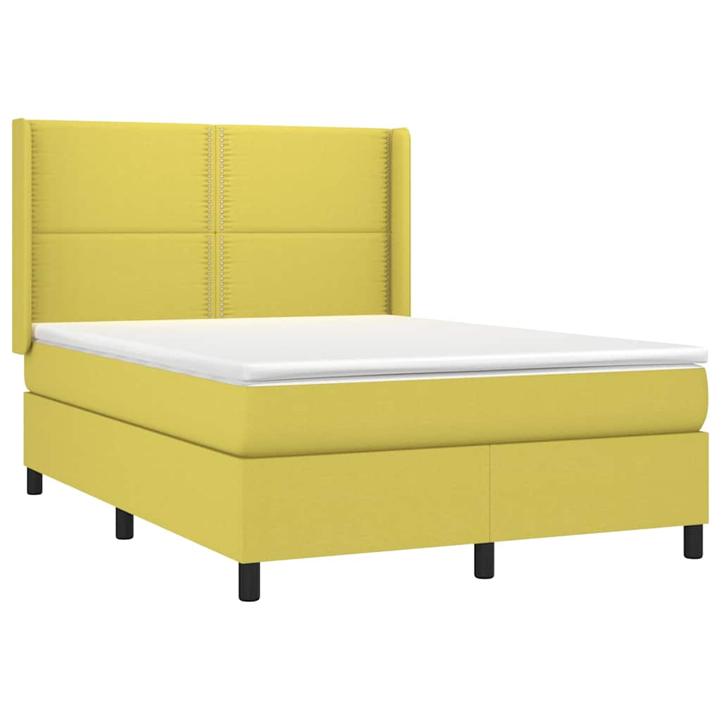 Κρεβάτι Boxspring με Στρώμα Πράσινο 140x200 εκ.Υφασμάτινο - Pakobazaar