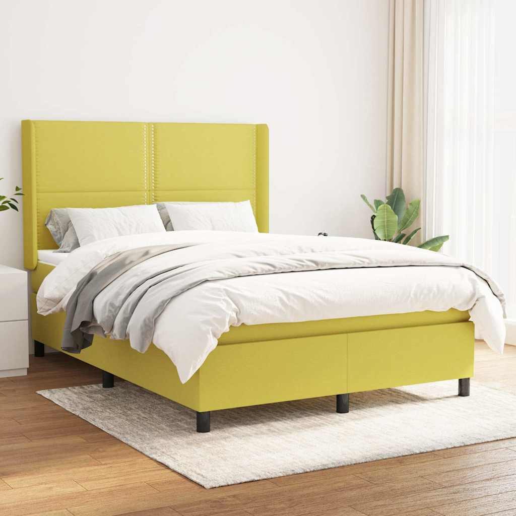 Κρεβάτι Boxspring με Στρώμα Πράσινο 140x200 εκ.Υφασμάτινο - Pakobazaar