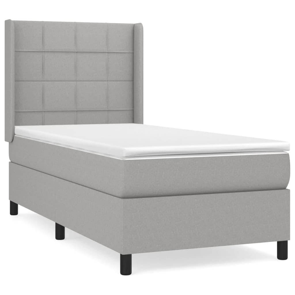 Κρεβάτι Boxspring με Στρώμα Ανοιχτό Γκρι 80x200 εκ. Υφασμάτινο