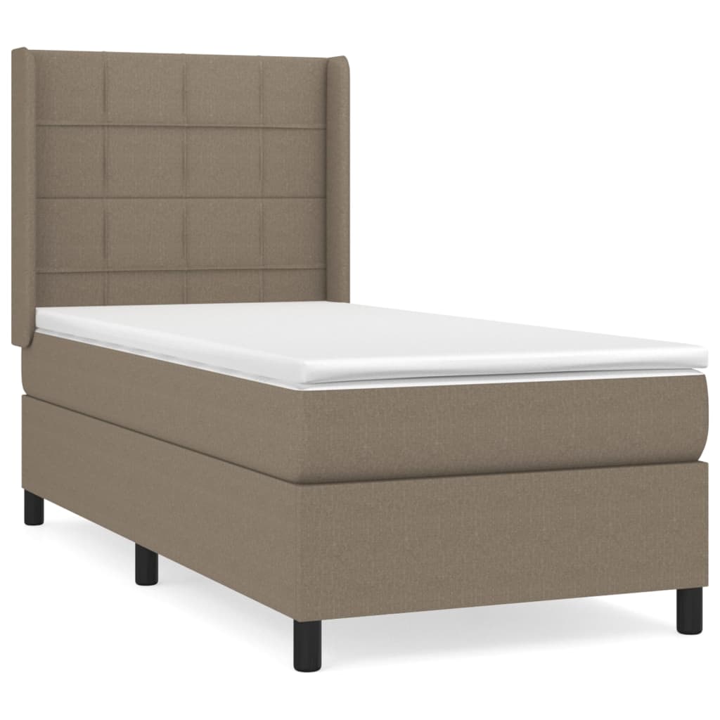 Κρεβάτι Boxspring με Στρώμα Taupe 90x200 εκ. Υφασμάτινο