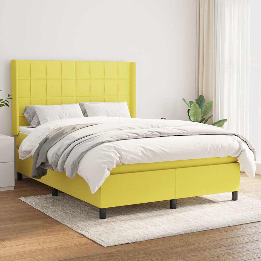 Κρεβάτι Boxspring με Στρώμα Πράσινο 140x190 εκ. Υφασμάτινο