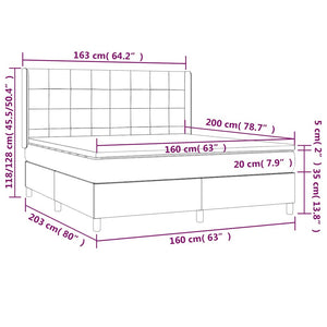 Κρεβάτι Boxspring με Στρώμα Σκούρο Καφέ 160x200 εκ Υφασμάτινο - Pakobazaar