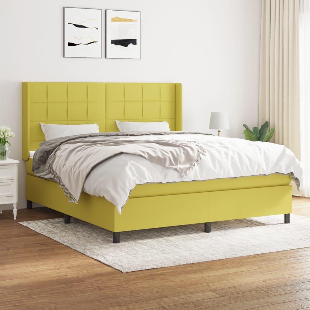 Κρεβάτι Boxspring με Στρώμα Πράσινο 160x200 εκ.Υφασμάτινο