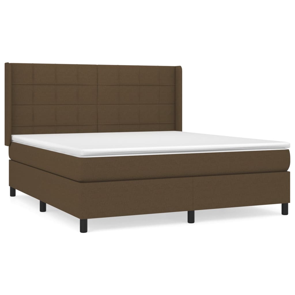 Κρεβάτι Boxspring με Στρώμα Σκούρο Καφέ 180x200 εκ Υφασμάτινο