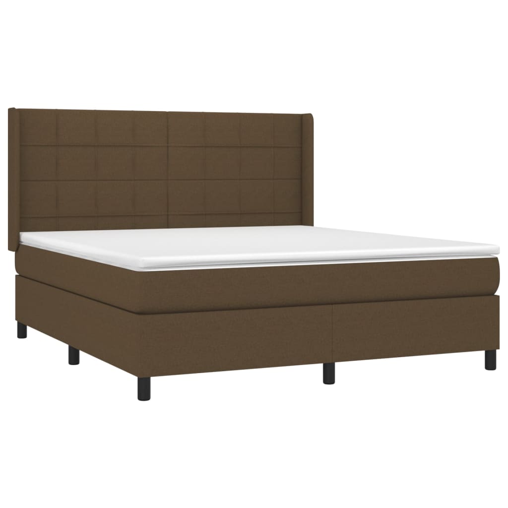 Κρεβάτι Boxspring με Στρώμα Σκούρο Καφέ 180x200 εκ Υφασμάτινο