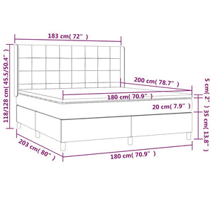 Κρεβάτι Boxspring με Στρώμα Σκούρο Καφέ 180x200 εκ Υφασμάτινο - Pakobazaar