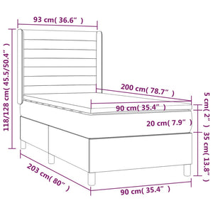 Κρεβάτι Boxspring με Στρώμα Πράσινο 90x200 εκ. Υφασμάτινο