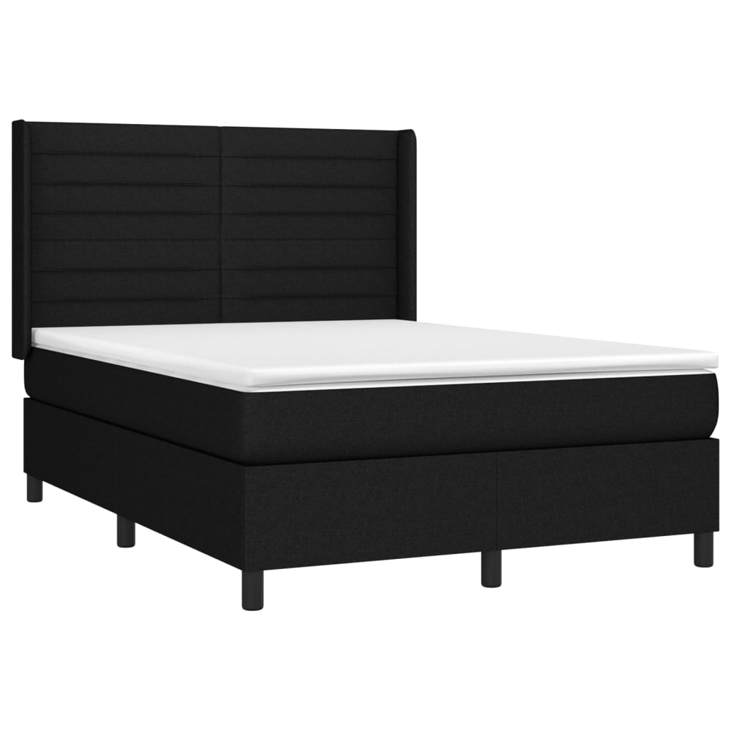 Κρεβάτι Boxspring με Στρώμα Μαύρο 140x190 εκ. Υφασμάτινο