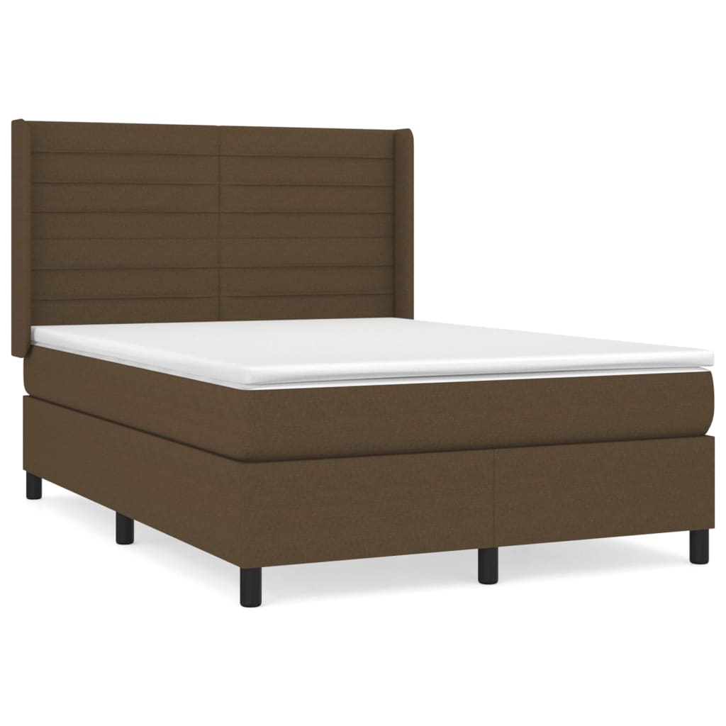 Κρεβάτι Boxspring με Στρώμα Σκούρο Καφέ 140x190 εκ. Υφασμάτινο