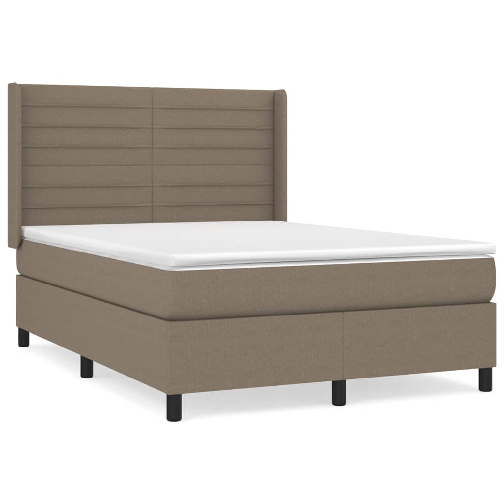 Κρεβάτι Boxspring με Στρώμα Taupe 140x190 εκ. Υφασμάτινο