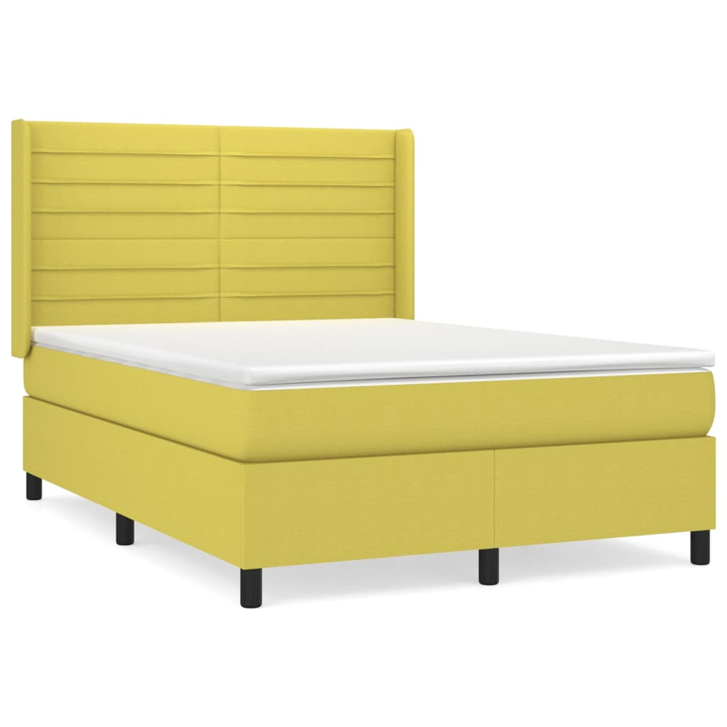 Κρεβάτι Boxspring με Στρώμα Πράσινο 140x190 εκ. Υφασμάτινο