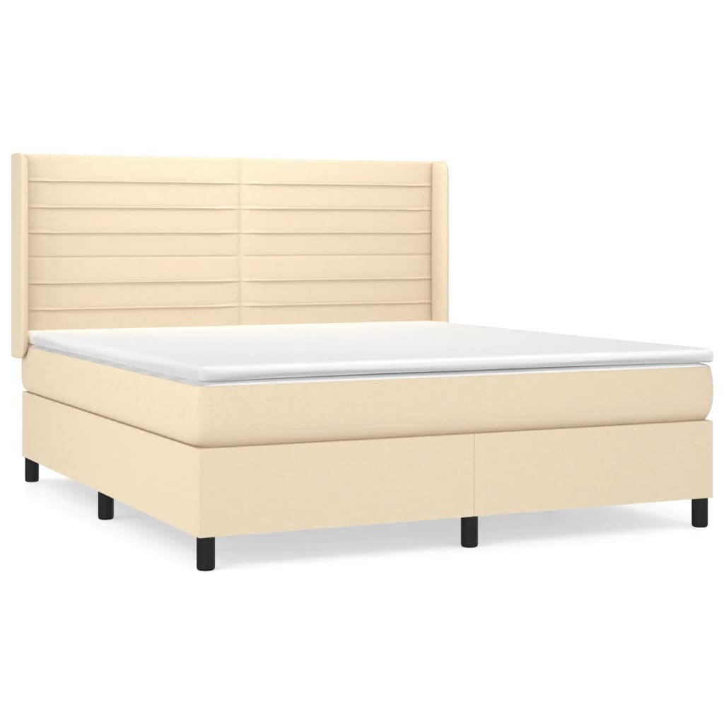Κρεβάτι Boxspring με Στρώμα Κρεμ 160x200 εκ. Υφασμάτινο