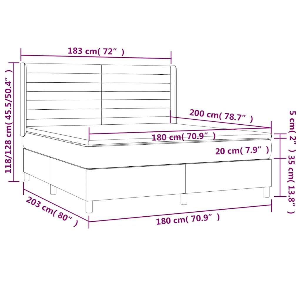 Κρεβάτι Boxspring με Στρώμα Πράσινο 180x200 εκ.Υφασμάτινο