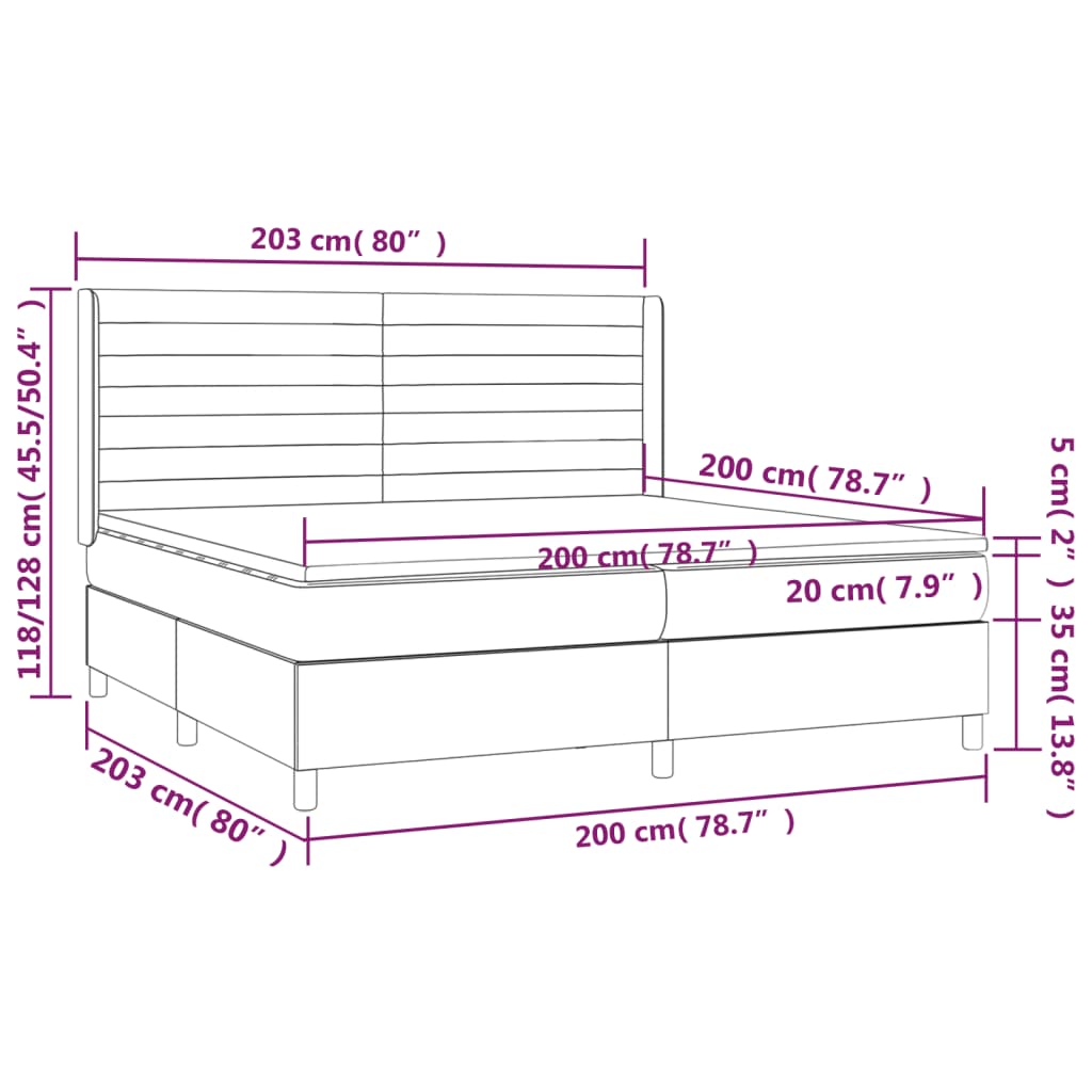 Κρεβάτι Boxspring με Στρώμα Ανοιχτό Γκρι 200x200 εκ. Υφασμάτινο