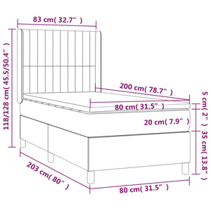 Κρεβάτι Boxspring με Στρώμα Taupe 80x200 εκ. Υφασμάτινο