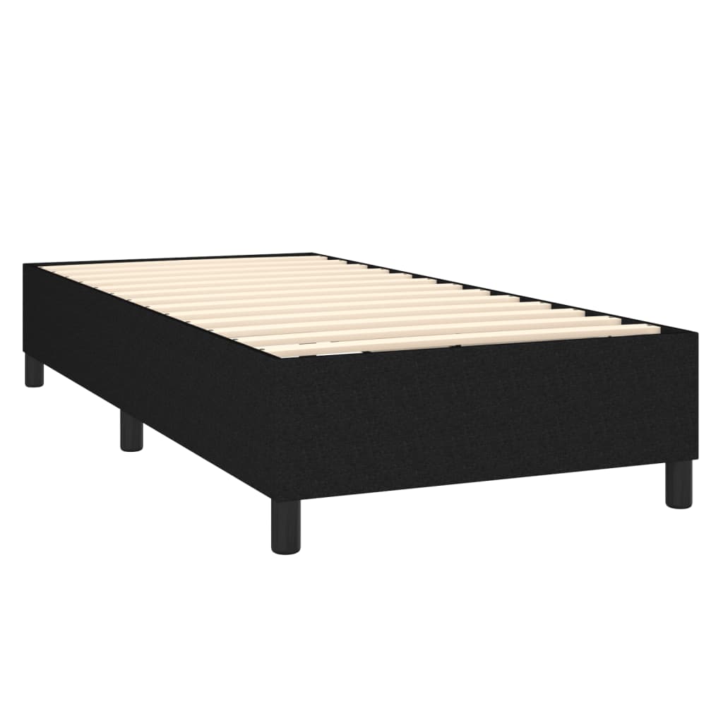 Κρεβάτι Boxspring με Στρώμα Μαύρο 90x190 εκ.Υφασμάτινο - Pakobazaar